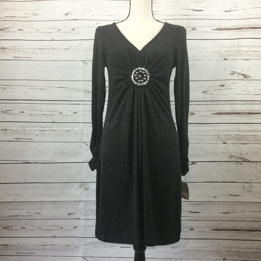 Ice V-Neck Knit Dress, Size S